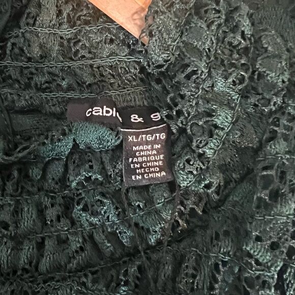 Cable & Gauge Long Sleeve Lace Overlay Top - Picture 6 of 6